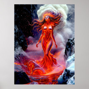Poster "Nascer do Inferno" - Retrato da Mulher Vulcânica