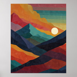 Poster Nascer do Sol Abstrato na Montanha
