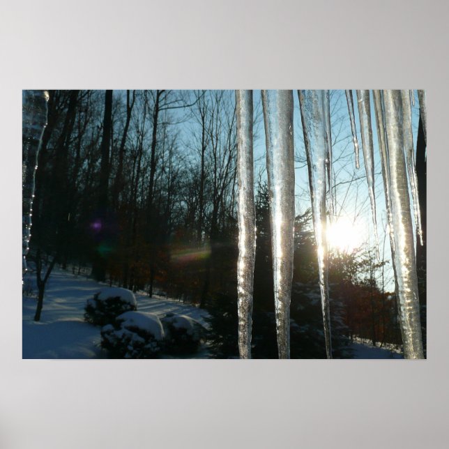 Póster Nascer do Sol Através de Pingentes de Gelo Fotogra (Frente)