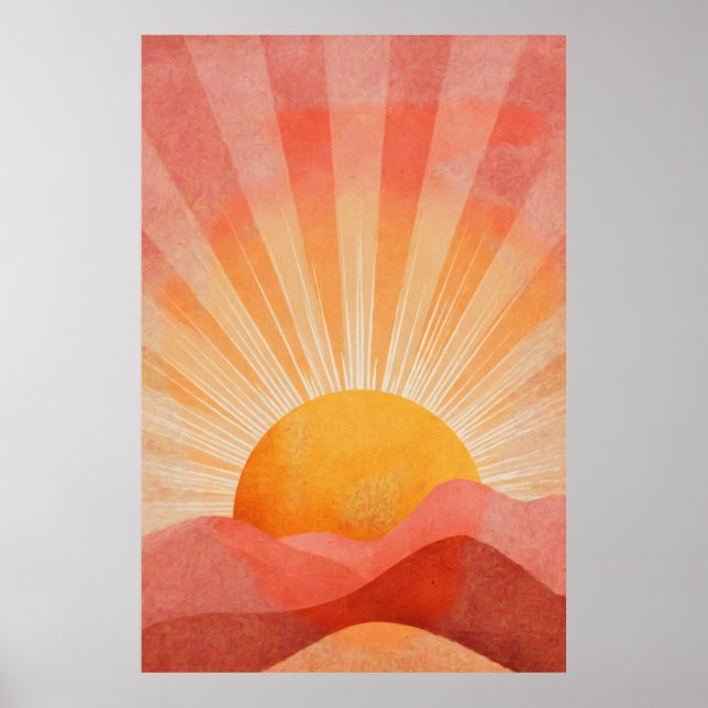 Poster Nascer do sol boêmio rosa e laranja (Frente)