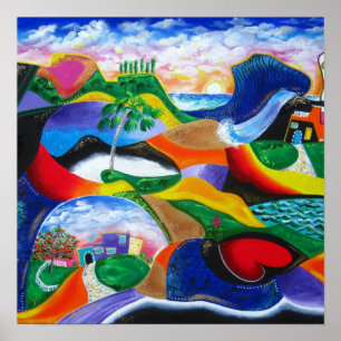 Póster Nascer do sol na costa de Puerto Rico