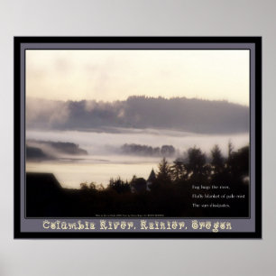 Poster nascer do sol nevoento o Rio Columbia Oregon mais