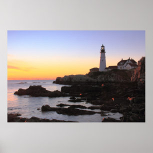 Poster Nascer do sol no farol principal de Portland