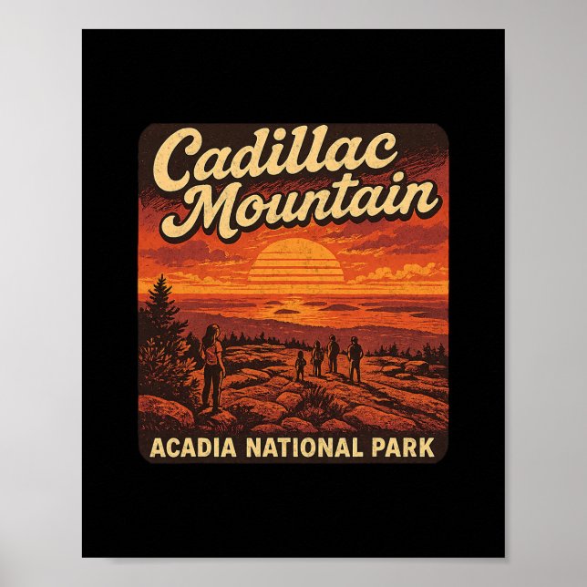 Poster Nascer do sol no Monte Cadillac Maine Parque Nacio (Frente)