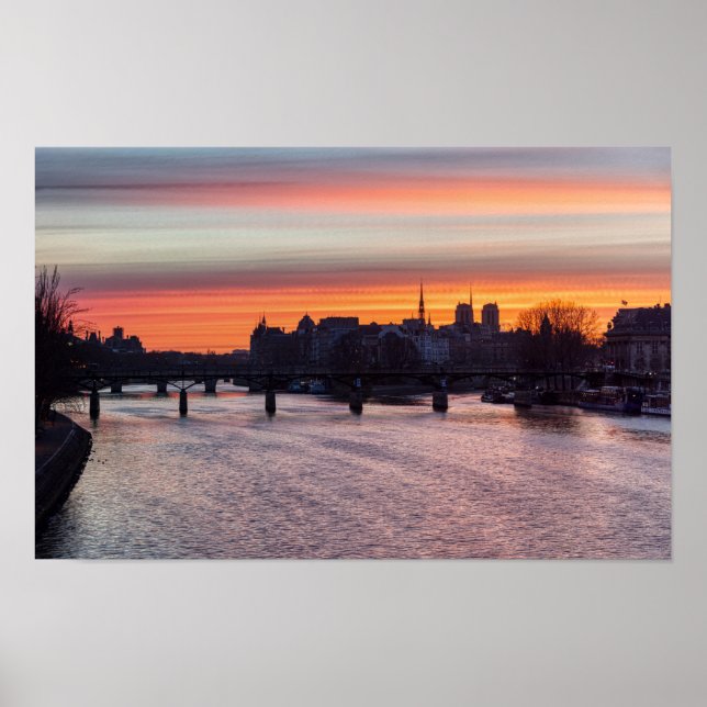 Poster Nascer do sol sobre Ile de la Cite e Notre Dame -  (Frente)