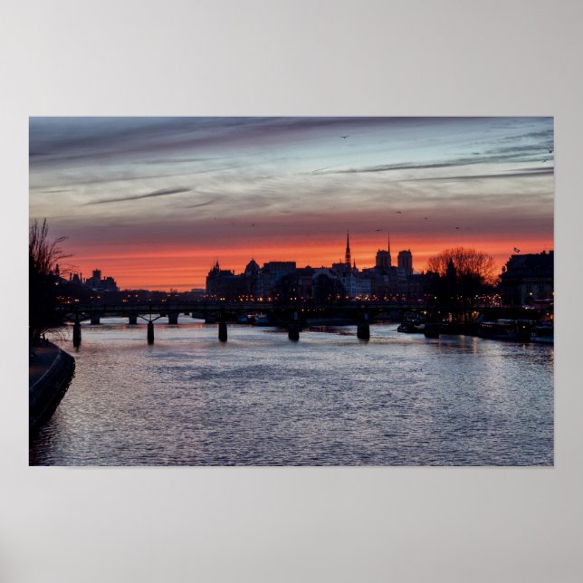 Poster Nascer do sol sobre Ile de la Cite e Notre Dame -  (Frente)