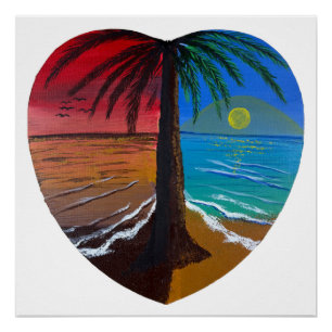 Póster Nascer e pôr do sol - obra de arte artesanal