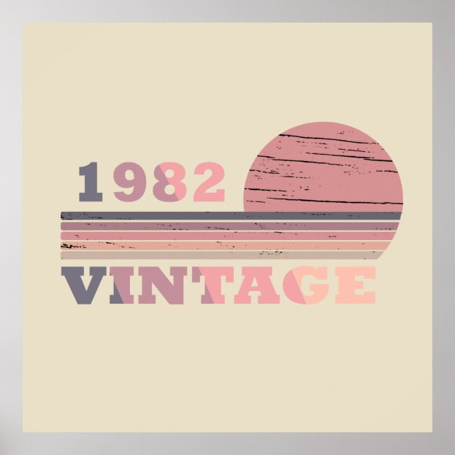 Poster nascer em presente de aniversário de 1982 (Frente)