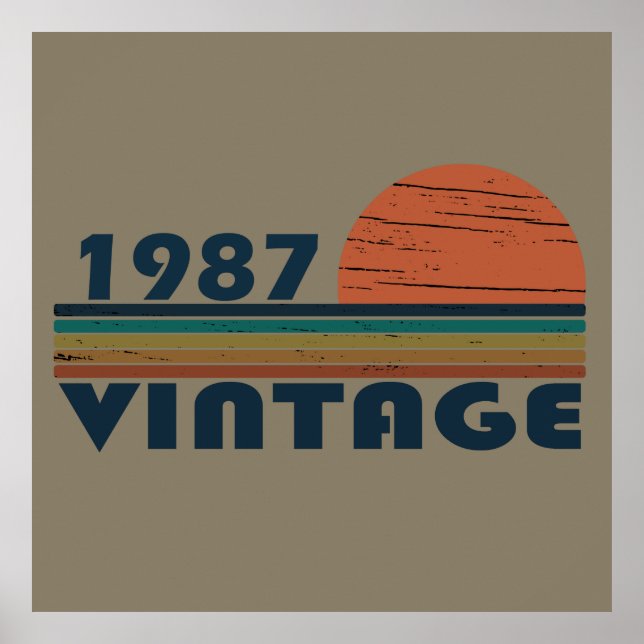 Poster nascer em presente de aniversário de 1987 (Frente)