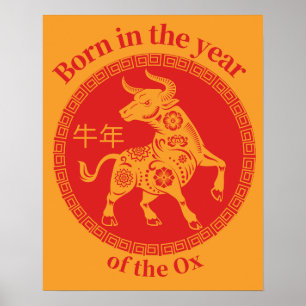 Poster Nascer no ano do Ox - Chinês Zodiac
