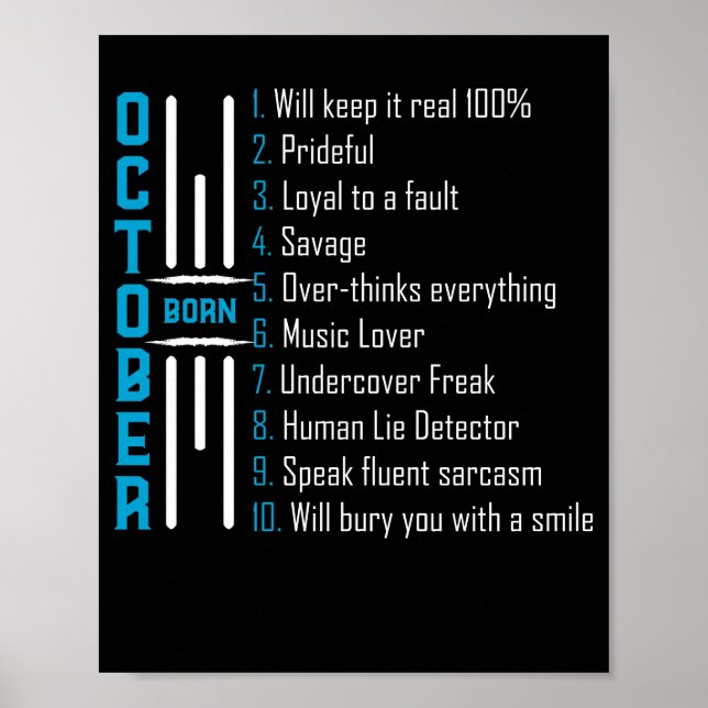 Poster Nascer No Presente De Aniversário De Outubro (Frente)