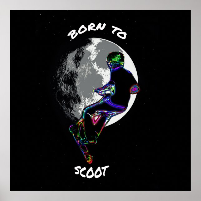 Poster Nascer para Patinete de escoteiro e Lua (Frente)