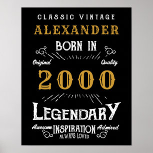 Poster Nascer personalizado aniversário de 21 anos 2000 p