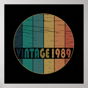 Poster nascido em 1989 aniversário vintage