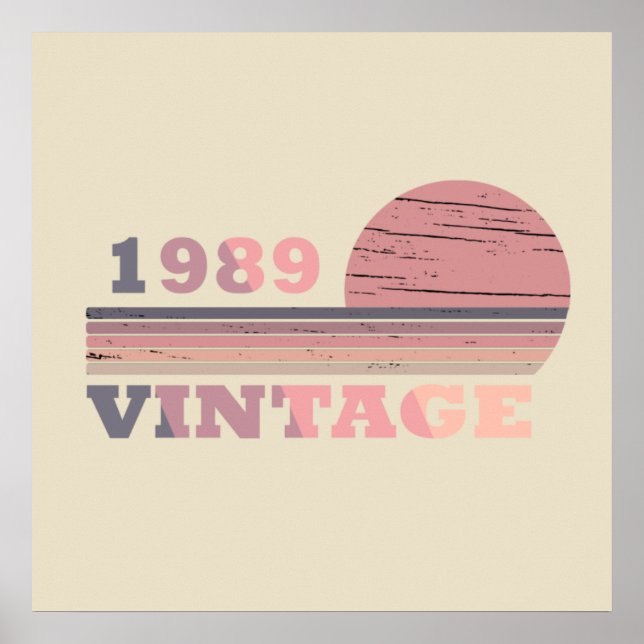 Poster nascido em 1989 vintage aniversário (Frente)