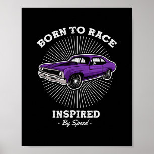 Poster Nascido para Correr Clássico Muscle Car Design Ret
