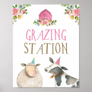 Poster Nascimento de Garotas-de-Barn de Animais de Fazend