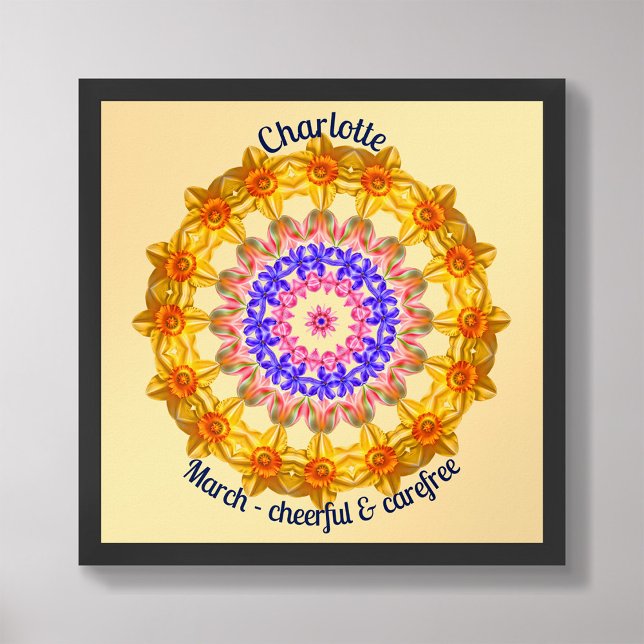 Poster Nascimento de Março - Flor Personalizado de Citaçã (Framed March Birth Month Flower Nursery Kids Poster)