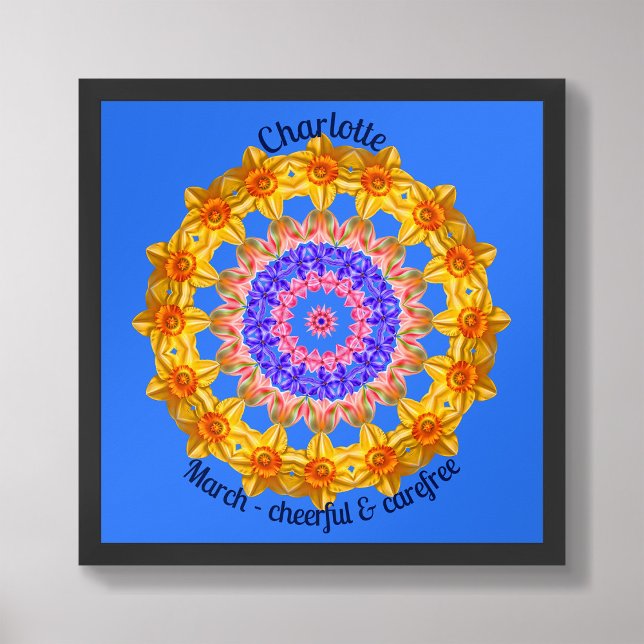 Poster Nascimento de Março - Flor Personalizado de Citaçã (Framed March Birth Month Flower Nursery Kids Poster)