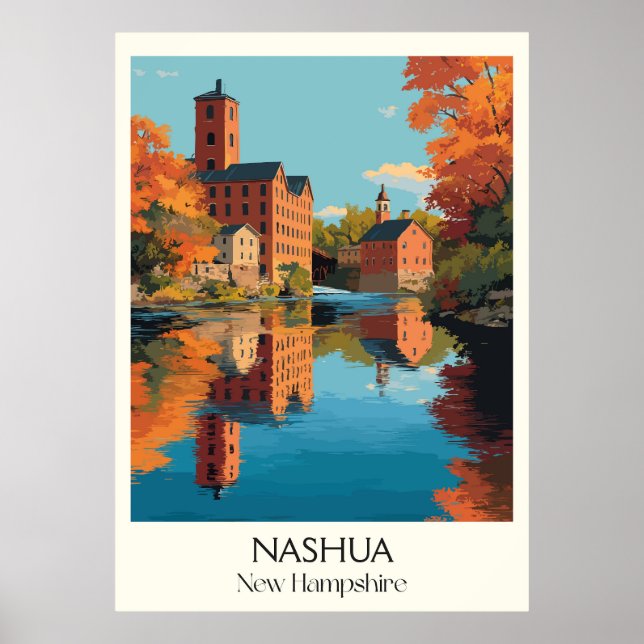 Poster Nashua New Hampshire Mill Town (Frente)