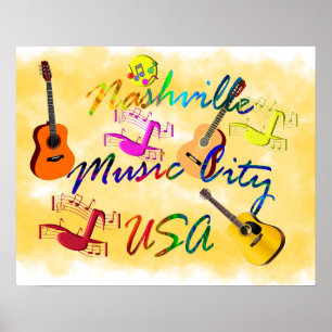 Póster Nashville - cidade EUA da música