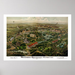 Póster Nashville, mapa panorâmico do TN - 1897