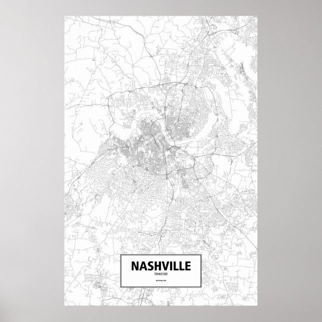 Poster Nashville, Tennessee (preto em branco) (Frente)
