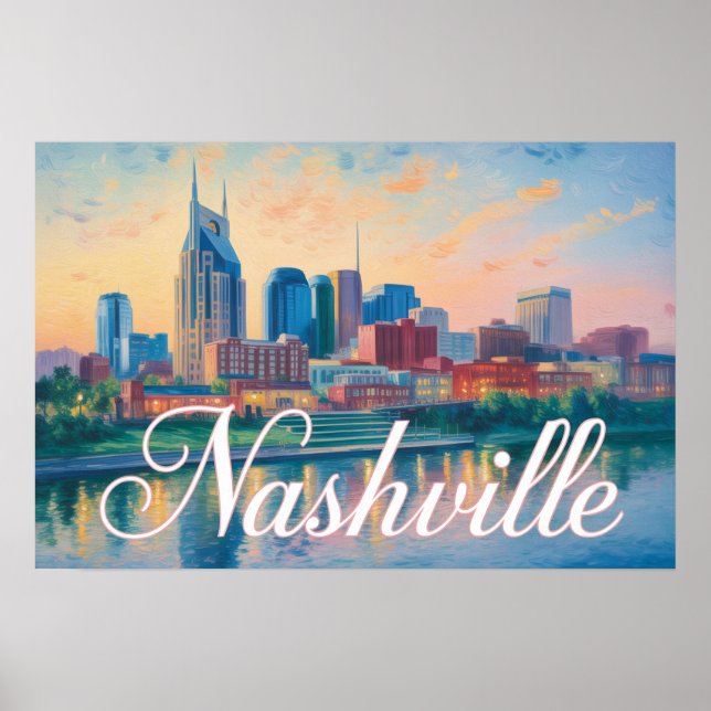 Poster Nashville Tennessee Skyline Impressionist (Frente)