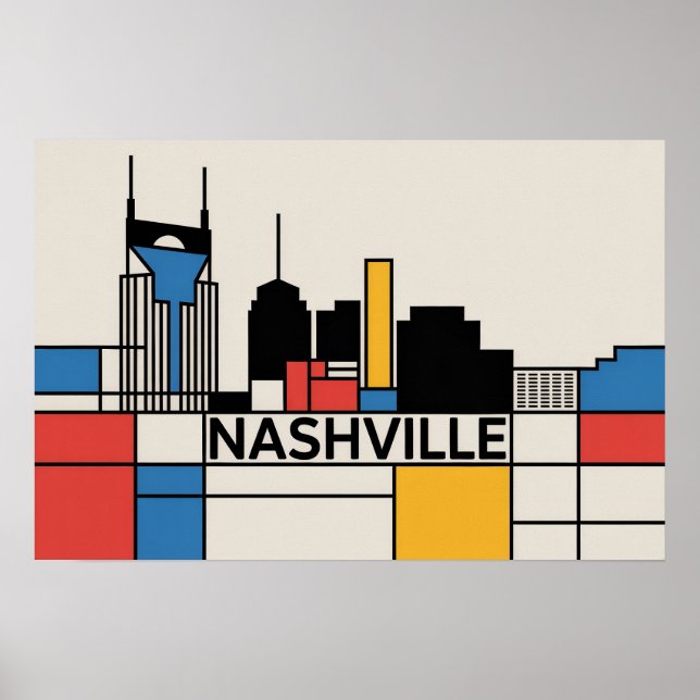 Poster Nashville Tennessee Skyline Modern Art (Frente)