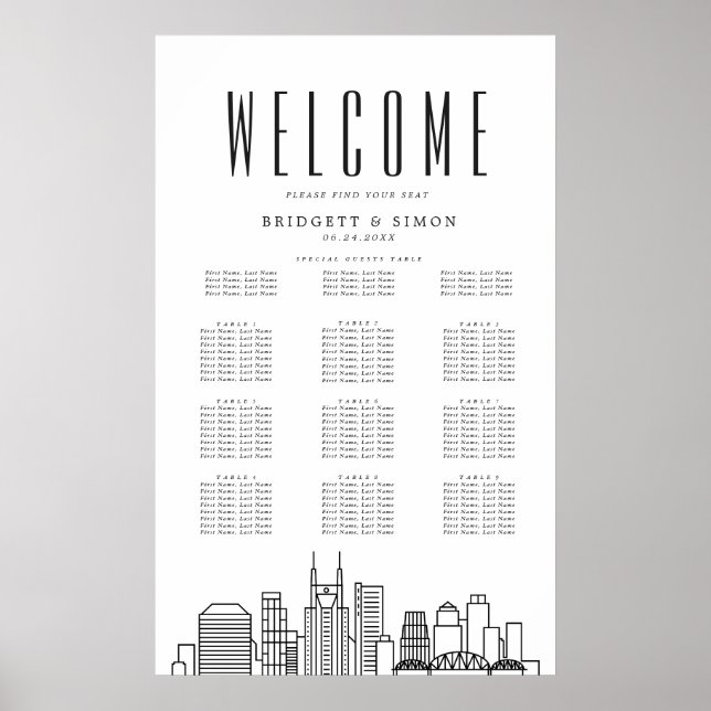 Poster Nashville Wedding | 10 Mesa (Frente)