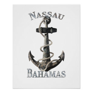 Póster Nassau Bahamas Vaga Ancora Náutica Veleja