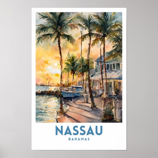 Poster Nassau Bahamas Viagem Art (Frente)