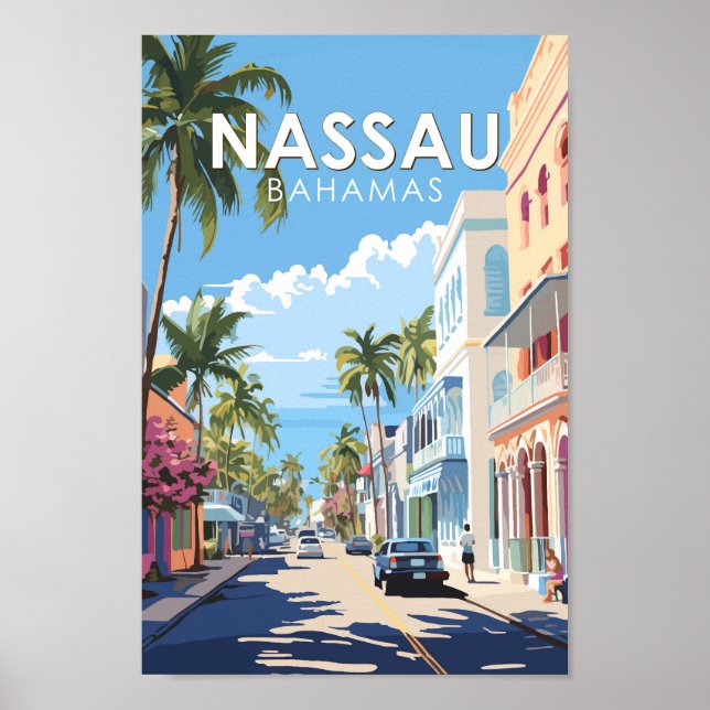 Poster Nassau Bahamas Viagem Art Vintage (Frente)