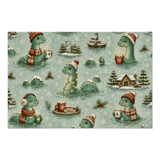Póster Nata Nessie Monstro do Lago Ness Aconchegante Críp (Frente)