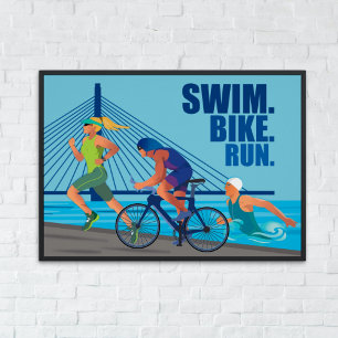 Póster Natação Bike Run - Triathlon Wall Art para atletas