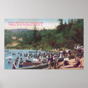 Póster Natação e barco no rio do russo