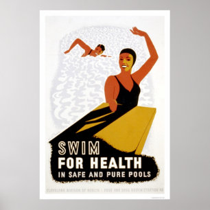 Poster Natação para a saúde WPA 1940