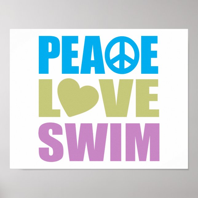 Poster Natação Peace Love (Frente)