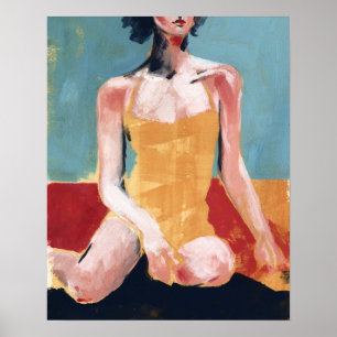 Poster Natação Vintage - maiô amarelo