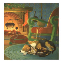 Natais vintages, Animais Dormindo por Lareira