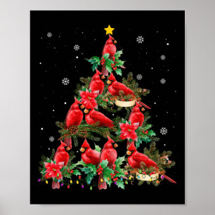 Poster Natais vintages Aves Cardinais Neves Xmas Tre