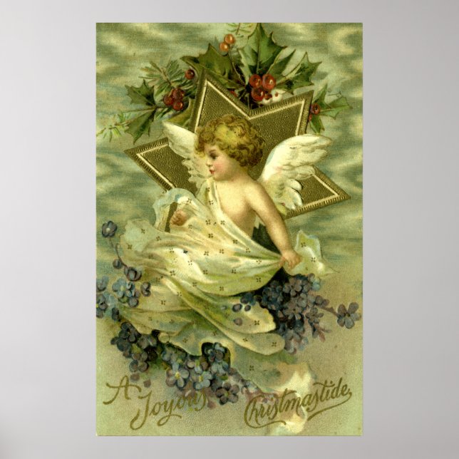 Poster Natais vintages bonito Cherub (Frente)
