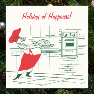 Poster Natais vintages, Chef de Papai Noel e Turquia