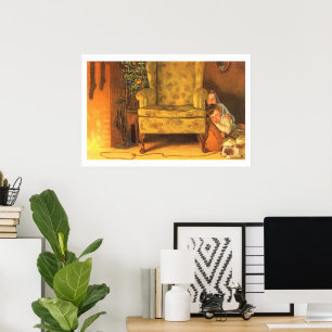 Póster natais vintages Crianças Esperando por Papai Noel