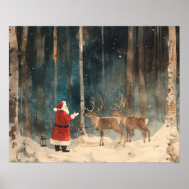 Poster Natais vintages da Reinder de papais noeis