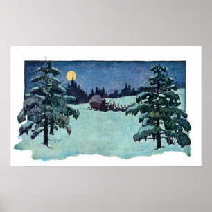 Poster Natais vintages Eve Santa Claus