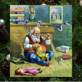 Poster Natais vintages, Fazer de Papai Noel Bonecas
