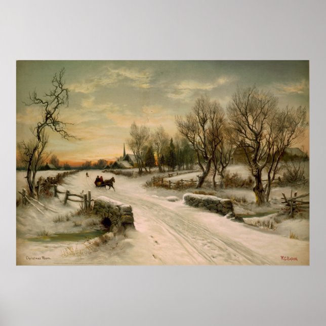 Poster Natais vintages Morning Sleigh Ride (Frente)