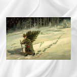 Póster Natais vintages, Papai Noel Carregando uma árvore<br><div class="desc">Vintage ilustration antigo Victorian Merry Christmas design com um velho que se parece com o Santo Nicholas,  um velho e feliz . Ele é carregando pinheiro através da floresta durante o inverno deixando apenas pegadas na neve.</div>