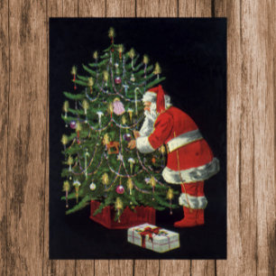 Poster Natais vintages, Papai Noel com Presentes